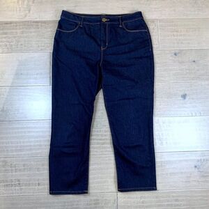 Chico's Platinum Dark Wash Contrast Crop Jeans